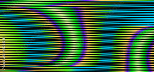 Green geometric linear texture wit blurred vision shapes in trendy boho style tones. Optical illusion concept background for wall art, wall panel, poster, web banner, mobile apps, interior. 