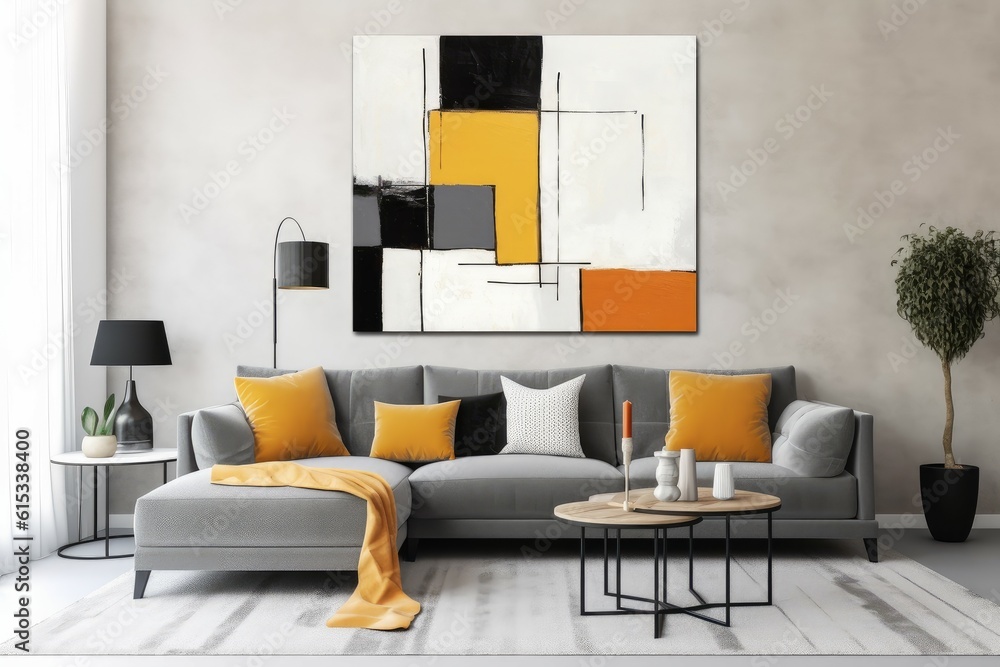Fototapeta premium Yellow orange pillows design. Generate Ai