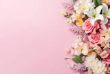 floral wedding poster valentine nature background bouquet leaf flower pink blossom. Generative AI.