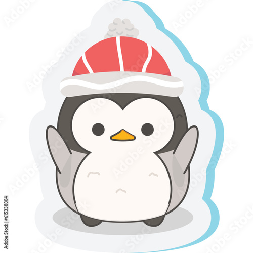 vector set of cute funny different penguins. Colorful childish vector illustration in flat style.