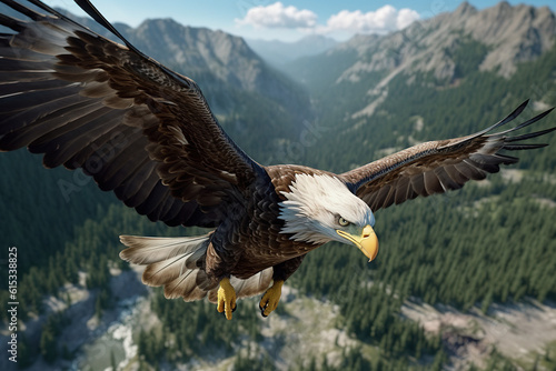 An eagle flying in the mountains © Cheport