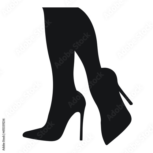 Black silhouette of female legs in a pose. Shoes stilettos, high heels. Walking, standing, running, jumping, dance