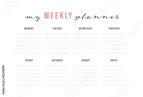 Daily planner, bullet journal planner template, vector illustration