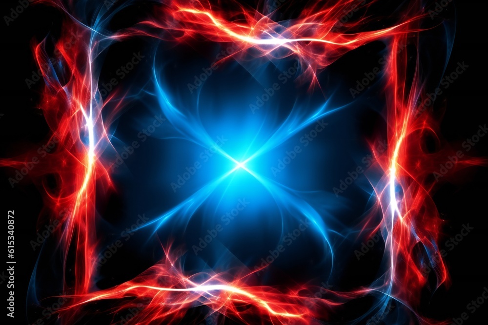 Blue and red fire border and empty space in the middle on black background Generative AI Blue and red fire border and empty space in the middle on black background Generative AI