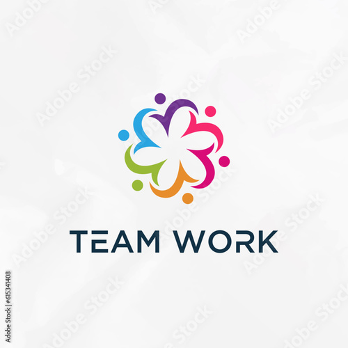 Fototapeta Naklejka Na Ścianę i Meble -  Teamwork holding form a circle logo design icon template