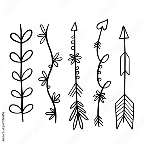 Dividers set hand drawn line art style and arrows