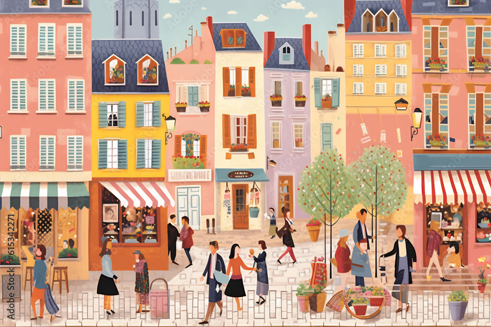 Paris urban landscape. Pattern with houses. Illustration Paris urban landscape. Pattern with houses. Illustration