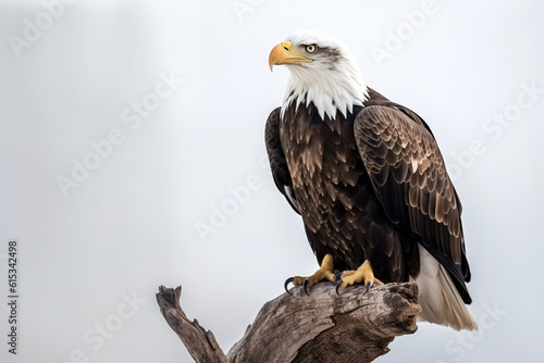 Generaive AI.
an eagle on a tree branch white background