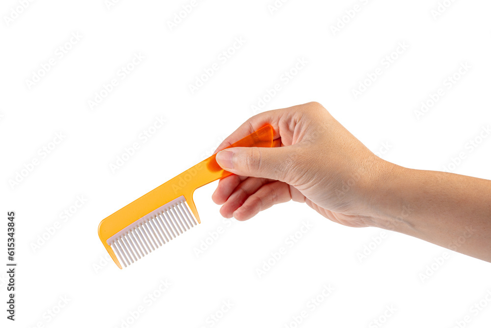 Naklejka premium Hand and hair comb isolated on transparent background