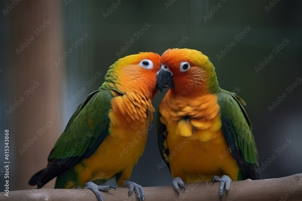 Generaive AI.
a pair of parrots kissing