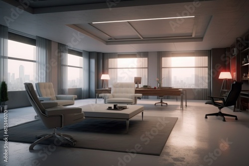 a modern simple interior office  ultra realistic  less noice  empty no person  32K uhd  generative ai