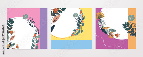 Vector hello spring background summer spring floral flower colourful colorful social media template