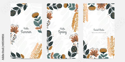 Vector hello spring background summer spring floral flower colourful colorful social media template