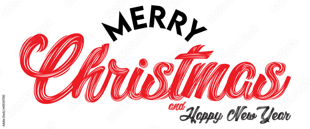 Typography of Merry Christmas and Happy New Year in Vintage Style Design. Typography of Merry Christmas and Happy New Year in Vintage Style Design.