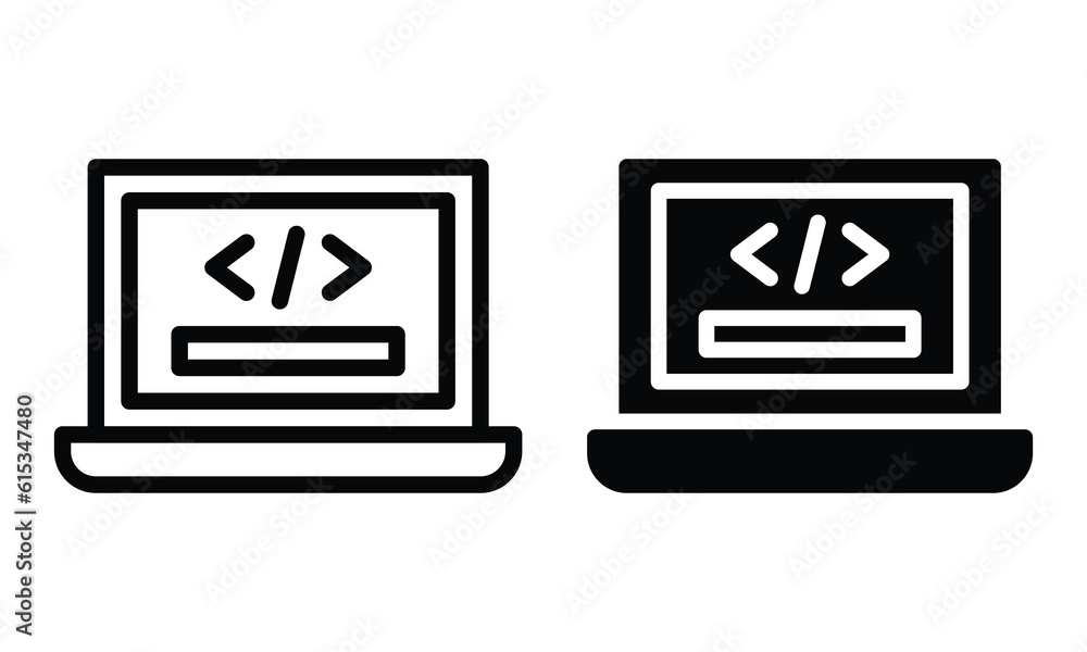 Hacking icon with outline and glyph style. Hacking icon with outline and glyph style.