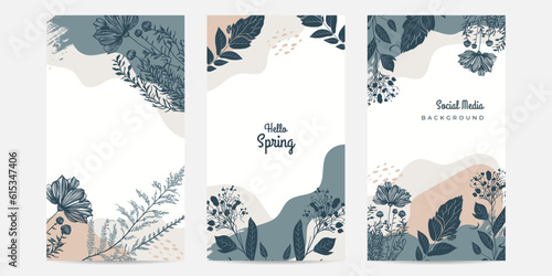 Vector hello spring background summer spring floral flower colourful colorful social media template