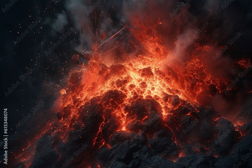 Close-up on the lava of the volcano.