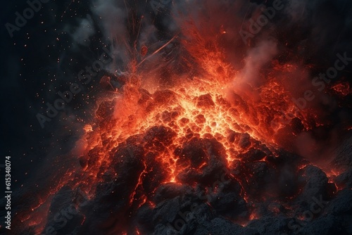 Close-up on the lava of the volcano.