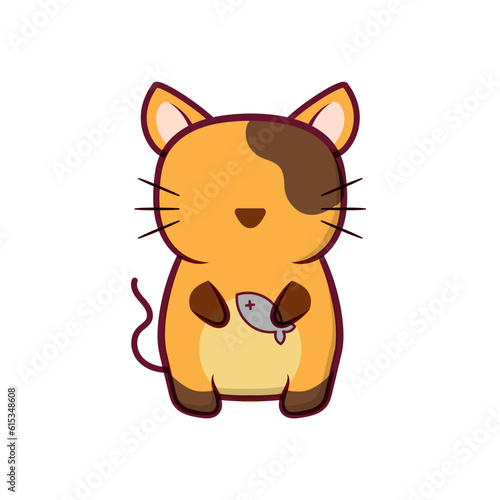 Cat cute animal sticker. animals  family  humor  doggy  indoors  couple  cheerful . Vector Illustration