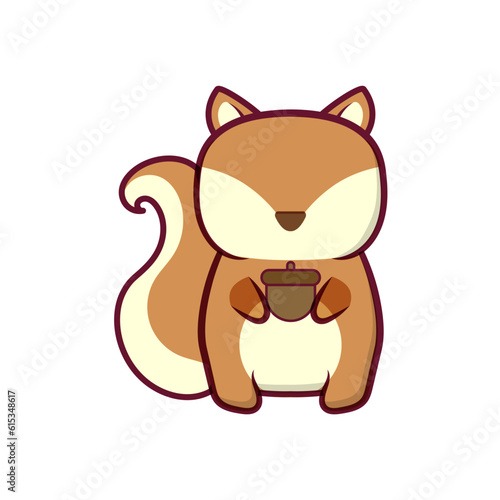 Squirrel cute animal sticker. rodent, cute, wild, mammal, forest, tail, funny. Vector Illustration