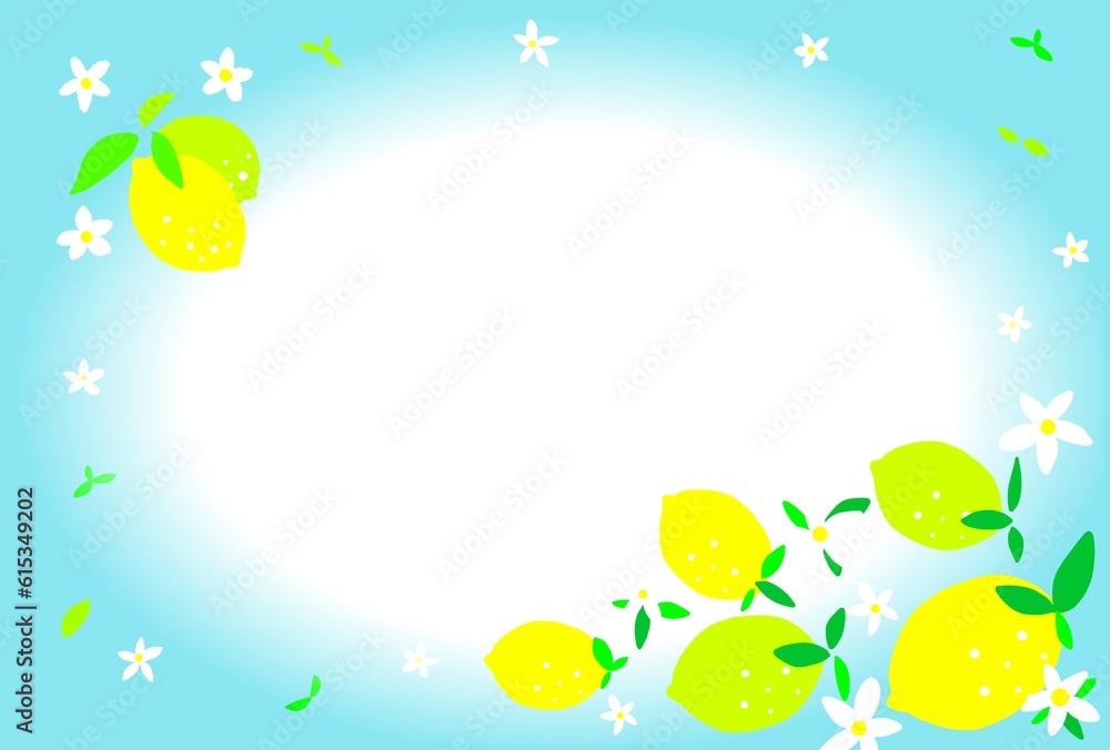 Naklejka premium レモンのかわいくて爽やかな背景イラスト