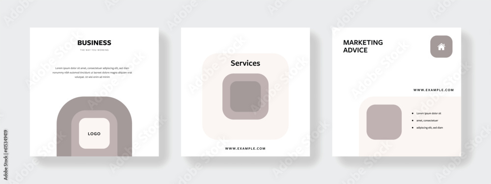 Minimal social media layouts with place for photos, luxury design, copy space for digital marketing, rounded elements, business promotion of company products, circle, elegant and clean, pastel colors Minimal social media layouts with place for photos, luxury design, copy space for digital marketing, rounded elements, business promotion of company products, circle, elegant and clean, pastel colors