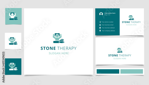 Stone therapy logo design with editable slogan. Branding book and business card template.