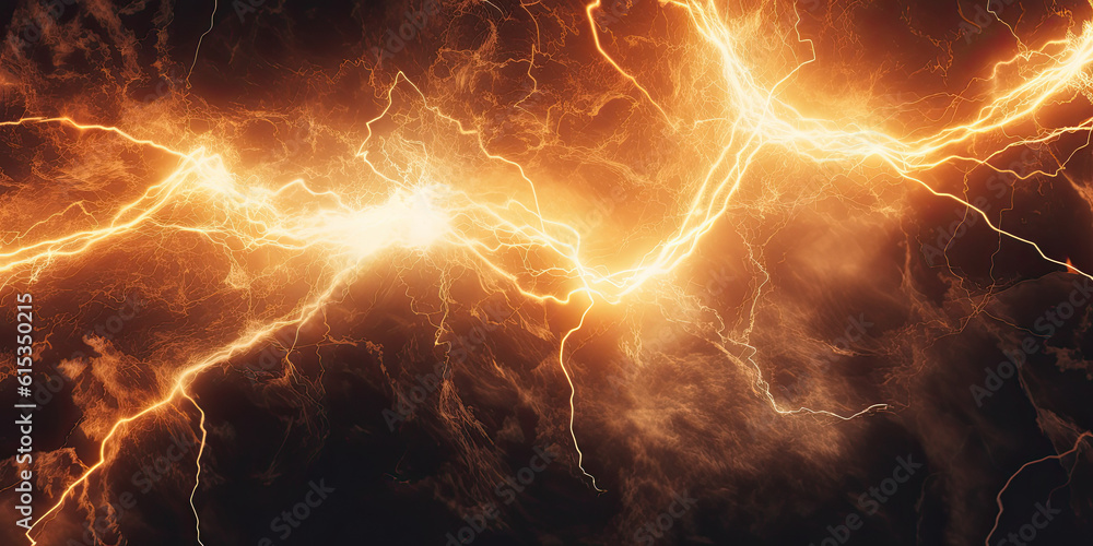 Orange electric lightning background. Generative AI Orange electric lightning background. Generative AI