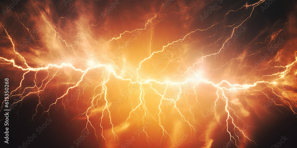 Orange electric lightning background. Generative AI Orange electric lightning background. Generative AI