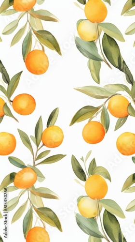 Fresh Organic Kumquat Fruit Background, Vertical Watercolor Illustration. Healthy Vegetarian Diet. Ai Generated Soft Colored Watercolor Illustration with Delicious Juicy Kumquat Fruit.