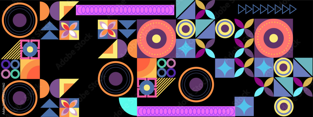 Obraz premium Vector flat geometric retro colorful colourful background