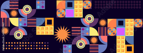 Colorful colourful vector retro geometric shapes mosaic background