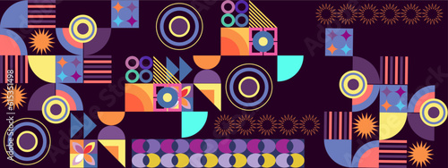 Flat design colorful colourful geometric pattern background vector