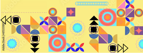 Vector flat colorful colourful geometric shapes background