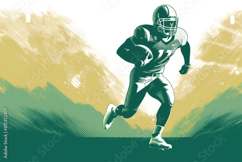 an full body rugby player is running to the goal in vector format.
