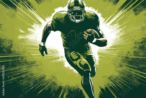 an portrait rugby player is running to the goal 