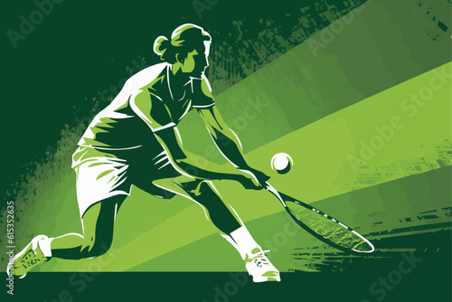 isolated tennis player silhouette vector