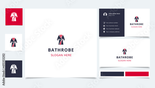 Bathdrobe logo design with editable slogan. Branding book and business card template.