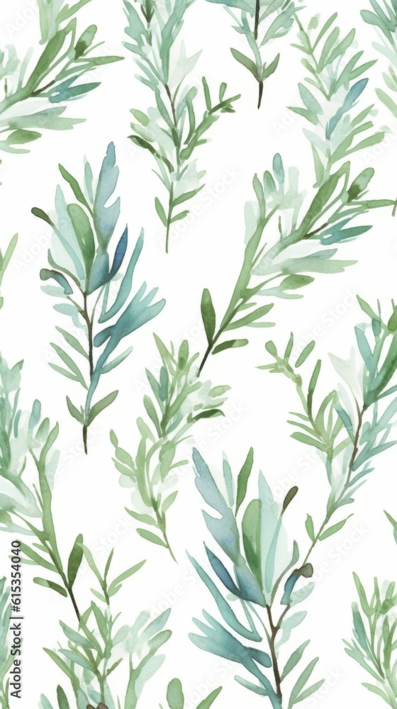 custom made wallpaper toronto digitalAromatic Rosemary Herbs Background, Vertical Watercolor Illustration. Healthy Vegetarian Diet. Ai Generated Soft Colored Watercolor Illustration with Delicious Aromatic Rosemary Herbs.