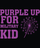 Purple Up For Military Kid T shirt Print Template