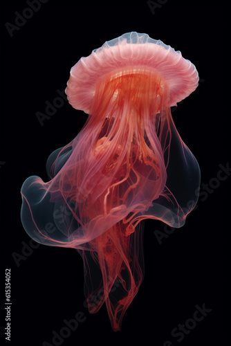 Generative AI Jellyfish in the water on a black background. 3d rendering