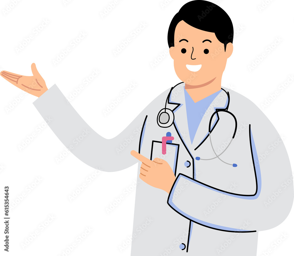 young man doctor in uniform showing blank space or healthcare consultation and presentation concept young man doctor in uniform showing blank space or healthcare consultation and presentation concept
