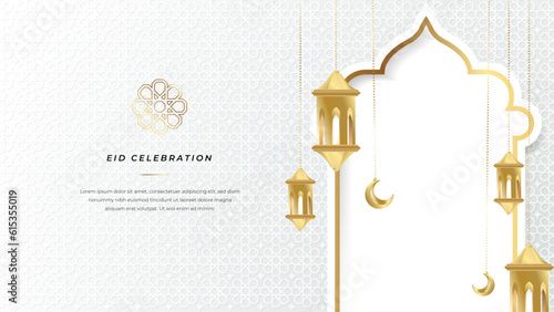 Vector elegant ramadan kareem eid mubarak decorative festival card white background