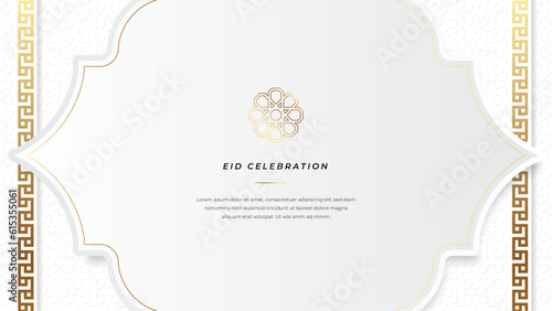 Vector artistic islamic ramadhan kareem eid celebration white background cultural banner design vector