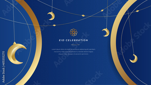 Vector elegant ramadan kareem eid mubarak decorative festival card blue background