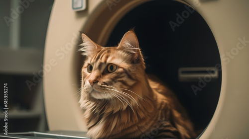 Magnetic resonance imaging MTI for cat animal, vet clinic. Generation AI photo