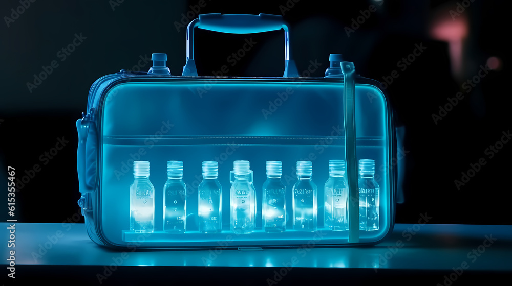 Stockillustrationen Security xray scan of bag with smuggling capsules