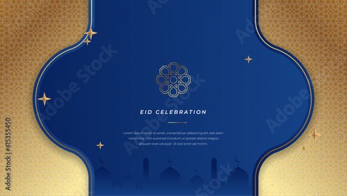 Vector elegant ramadan kareem eid mubarak decorative festival card blue background