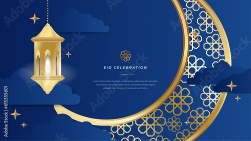 Vector cultural eid mubarak eid adha idul fitr ramadan kareem card design blue background