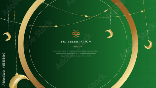 Vector realistic ramadan eid arabic ornamental green background